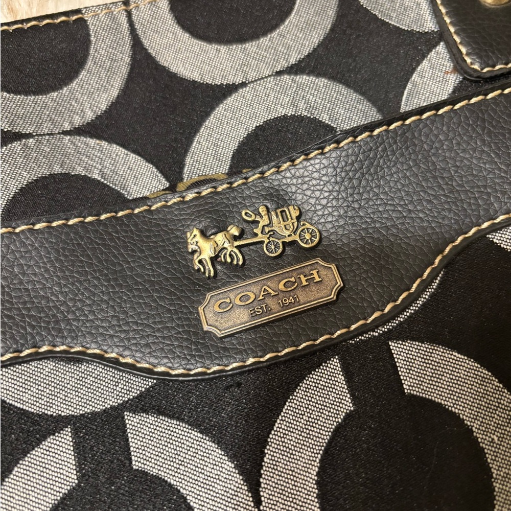 Coach Vintage Black and Gray OP Art Signature Medium Satchel Bag - Picture 4 of 15
